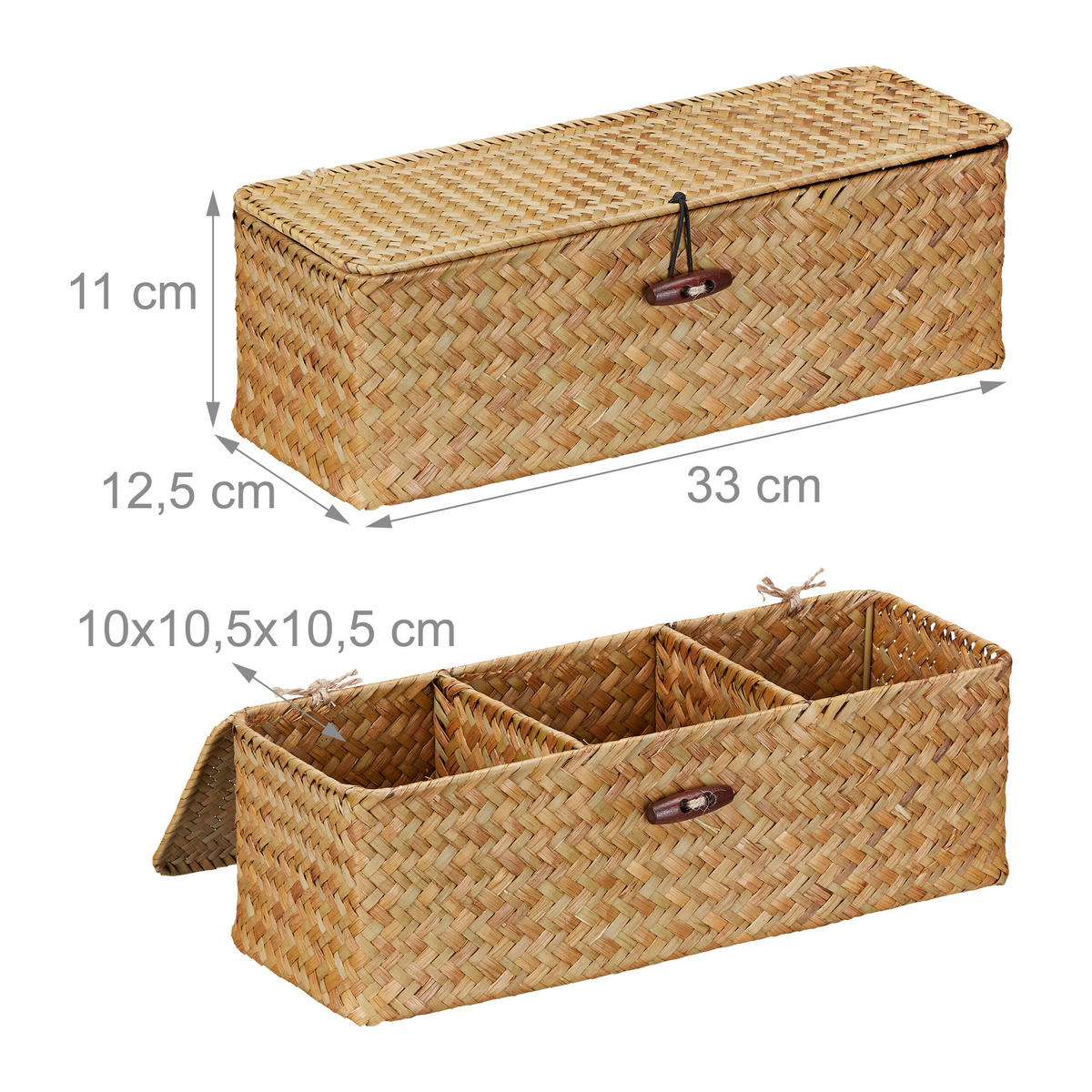 AUFBEWAHRUNGSBOX - Hellbraun, Textil/Metall (33/11/12.5cm) - Relaxdays