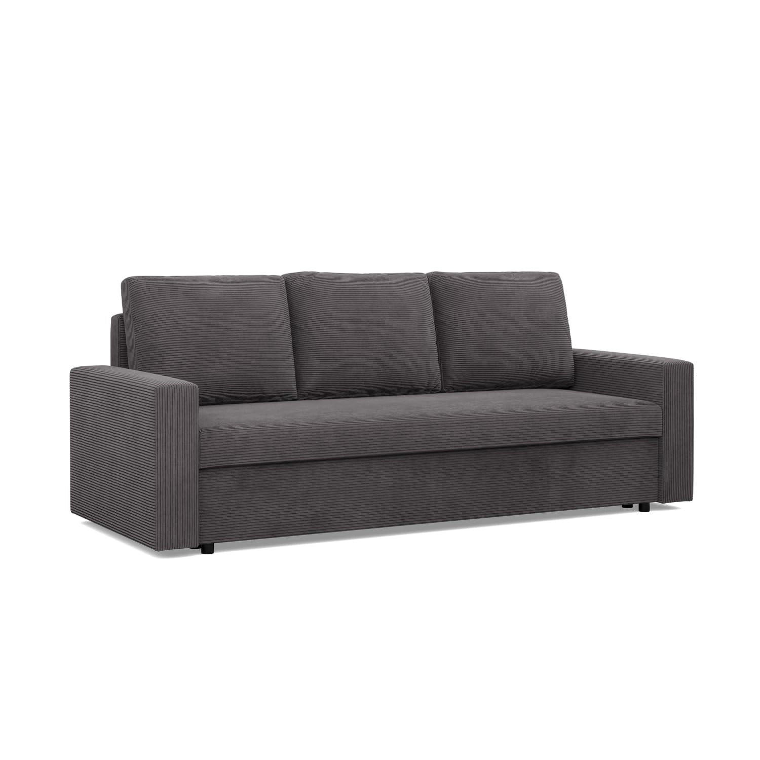 SOFA 3-SITZER MIT SCHLAFFUNKTION NEO, Cord - Dunkelgrau - Grau, Textil (220/85/92cm) - Mebligo