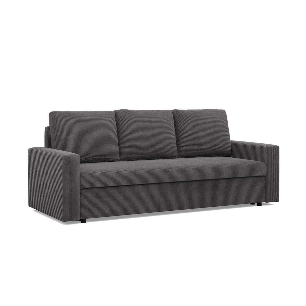 SOFA 3-SITZER MIT SCHLAFFUNKTION NEO, Cord - Dunkelgrau - Grau, Textil (220/92/92cm) - Mebligo