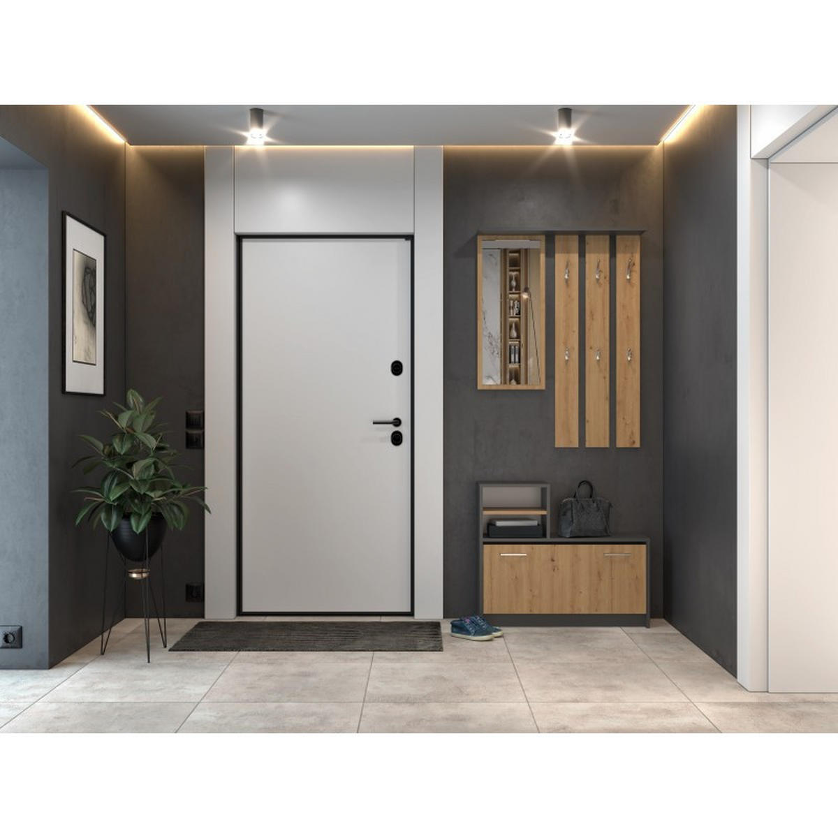 GARDEROBE set de mobilier pentru hol cu oglindă antracit, Artisan 85/180/24 - antracit, compozit lemnos (85/180/24cm) - RAUMHIRSCH FURNITURE
