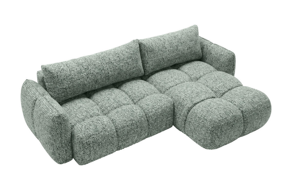 ROHOVÁ SEDAČKA ve tvaru L s funkcí spaní, žinylková tkanina Puente, Mátová, Pravá strana, BELVEDER L - mátově zelená, dřevo (250/168cm) - Kaiser Möbel