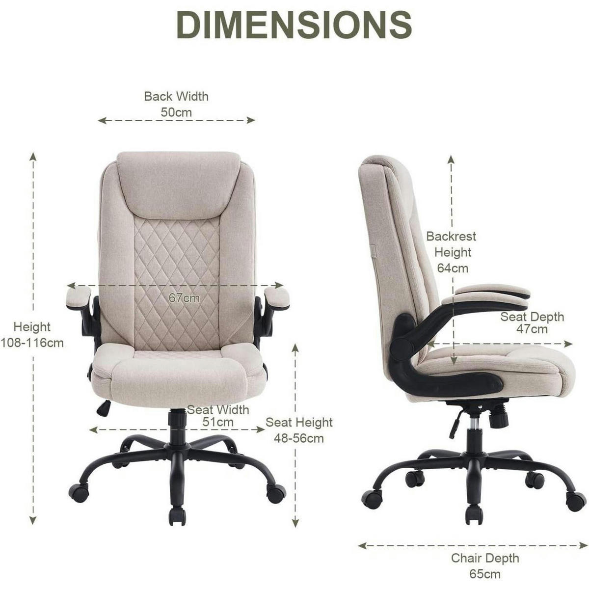 BÜROSTUHL Ergonomisch Beige Stoff - Beige, Textil (67/116/65cm)