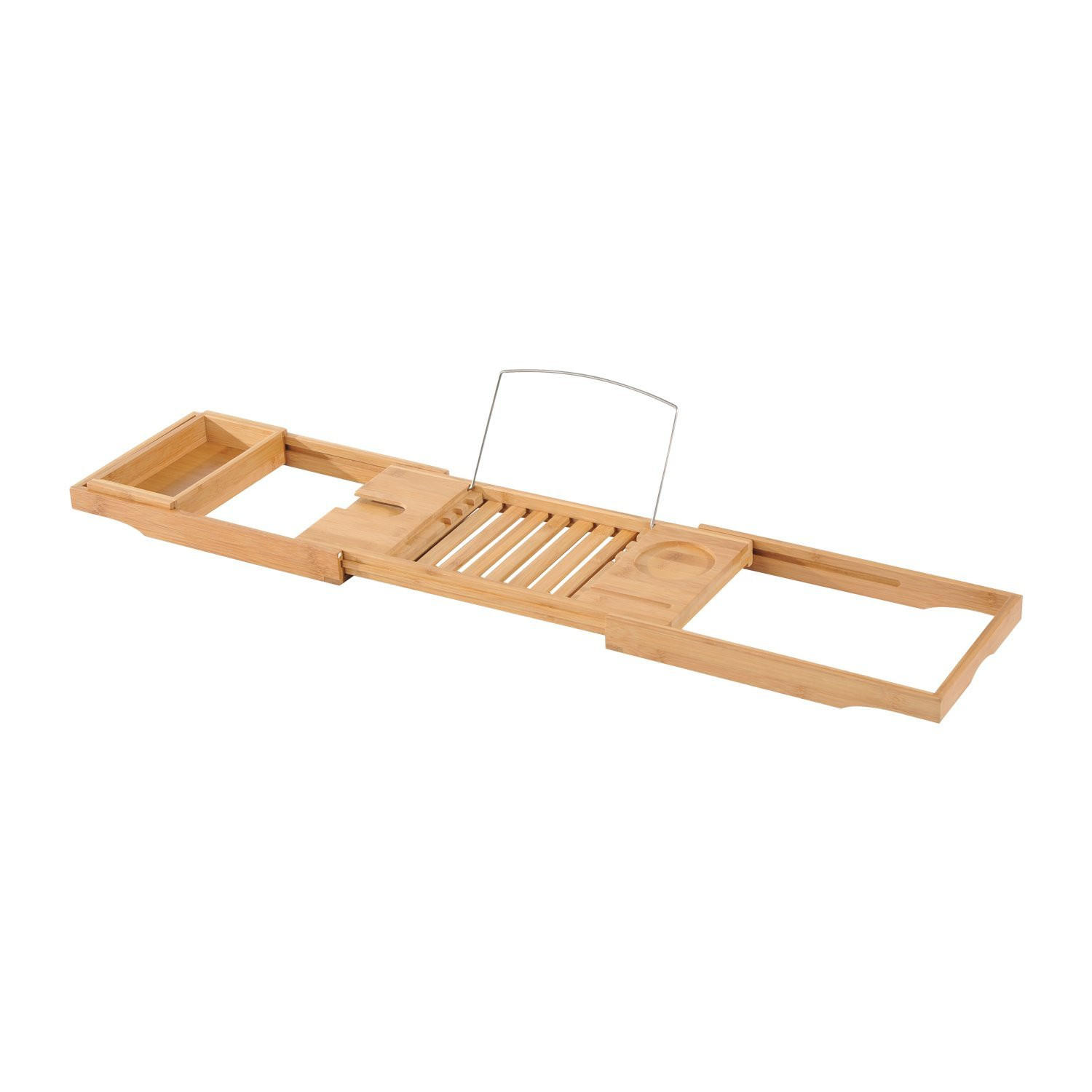BADEWANNENABLAGE Badewannenbrücke Wannenauflage Tablett Bambus Sekthalter - Naturfarben, Holz (218/5/105cm) - HOMCOM