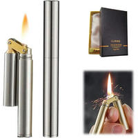 FEUERZEUG Jetflamme winddicht nachfüllbar Silber - Silberfarben, Metall (1/1/1cm)