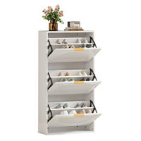 SCHUHSCHRANK 60/24/114 cm in Weiß mit 3 Klappen und verstellbaren Böden - Weiß, Holzwerkstoff (60/114/24cm) - Flora Grace