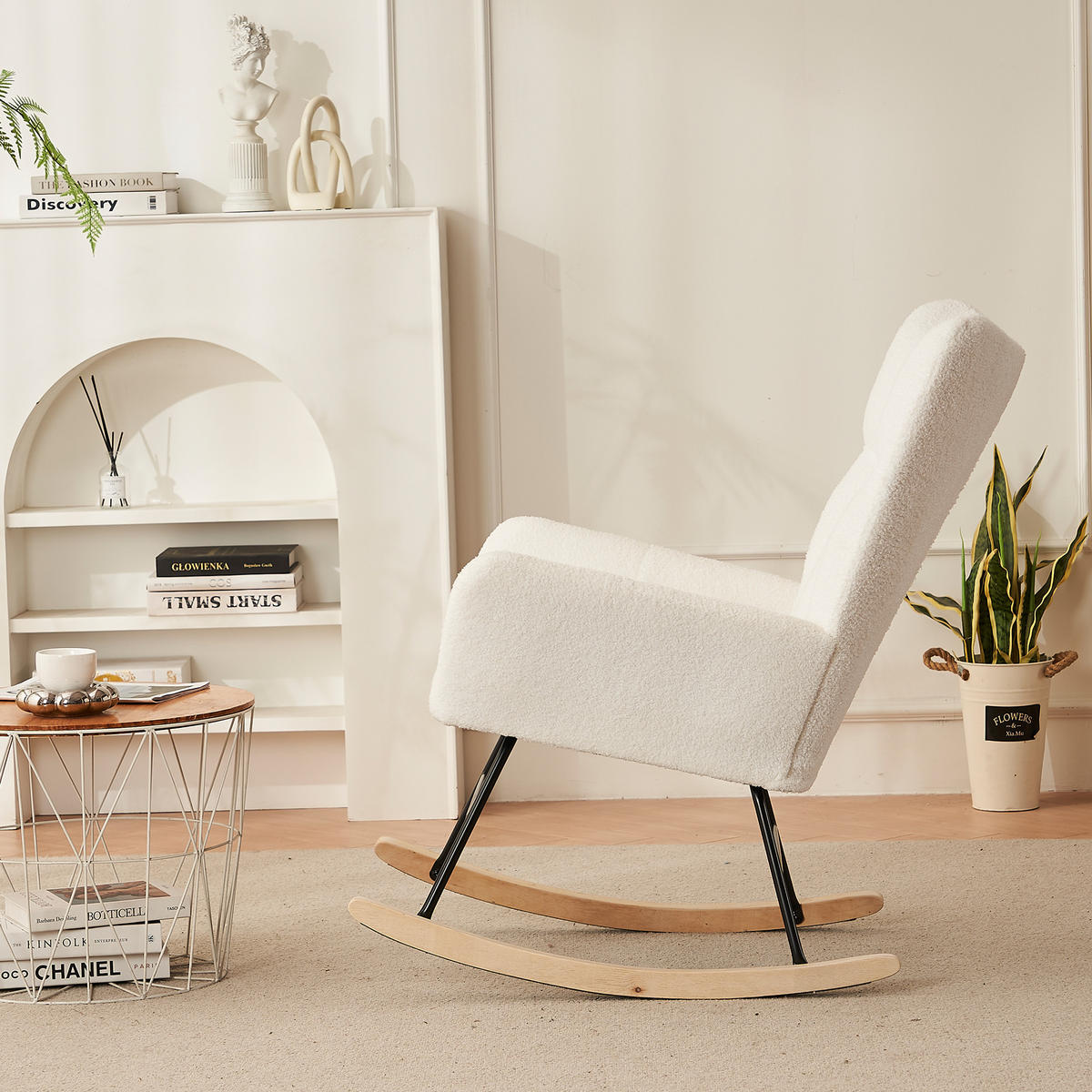 SCHAUKELSESSEL Weiß - Weiß, Holz/Textil (53.5/91/95cm) - Urban Meuble