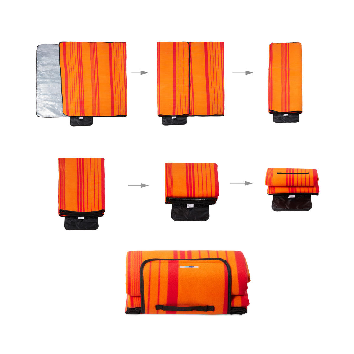 PICKNICKDECKE - Orange, Textil/Metall (200/200cm) - Relaxdays