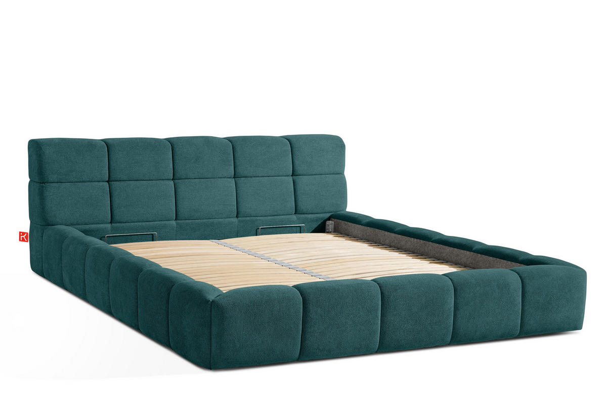 POLSTERBETT AERI 140/160/180/200 mit Rahmen und Bettkasten, blau - Blau, Holz/Holzwerkstoff (200/200cm) - KONSIMO®