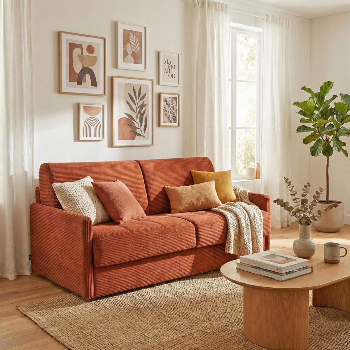 SCHLAFSOFA rapido 3 sitzer BERGAME aus Samt / Terrakotta - Terracotta, Textil (174/88/210cm) - Weber Industries