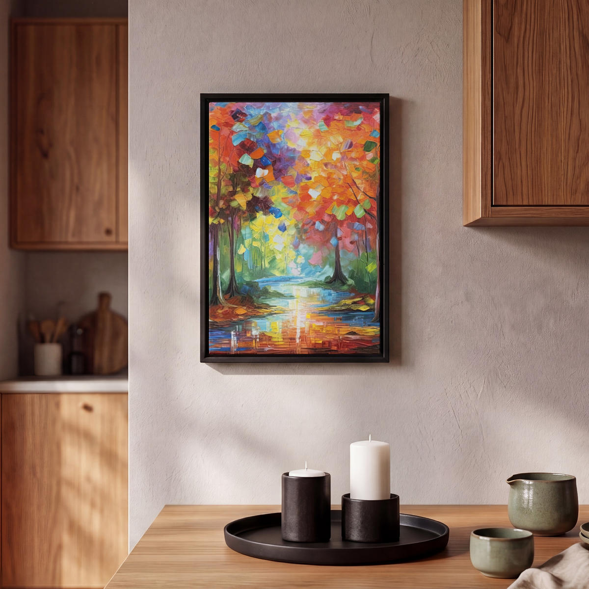 LEINWAND Bilder mit Rahmen - Landschaft - Wald - Farben - Natur - 20x30 - Multicolor, Textil (20/30cm) - MuchoWow