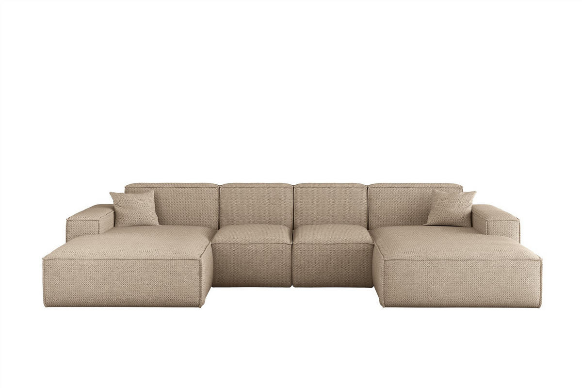 WOHNLANDSCHAFT Celes Premium Xs Artico - Beige, Holzwerkstoff/Textil (342/73/165cm) - Fun Möbel