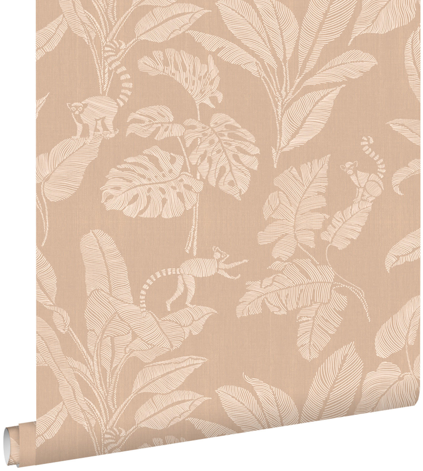 TAPETE Affen und Dschungelblätter 50 x 900 cm - Beige, Papier (50/900cm) - ESTAhome
