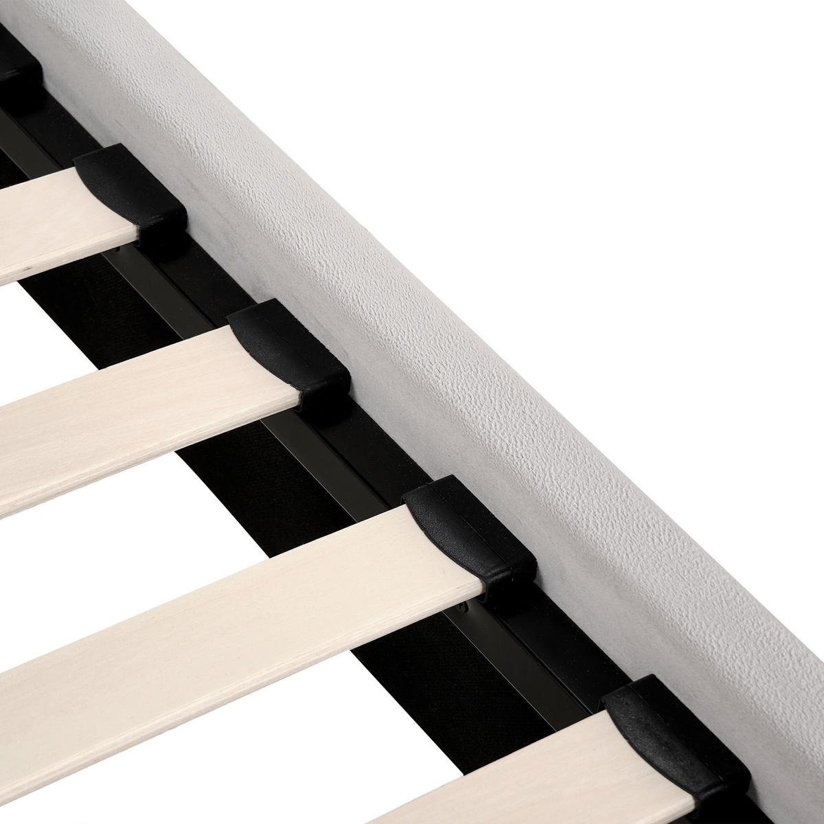 BETT mit Lattenrost 180/200 cm Hellgrau Suzette - Hellgrau, Textil (180/200cm) - Beliani