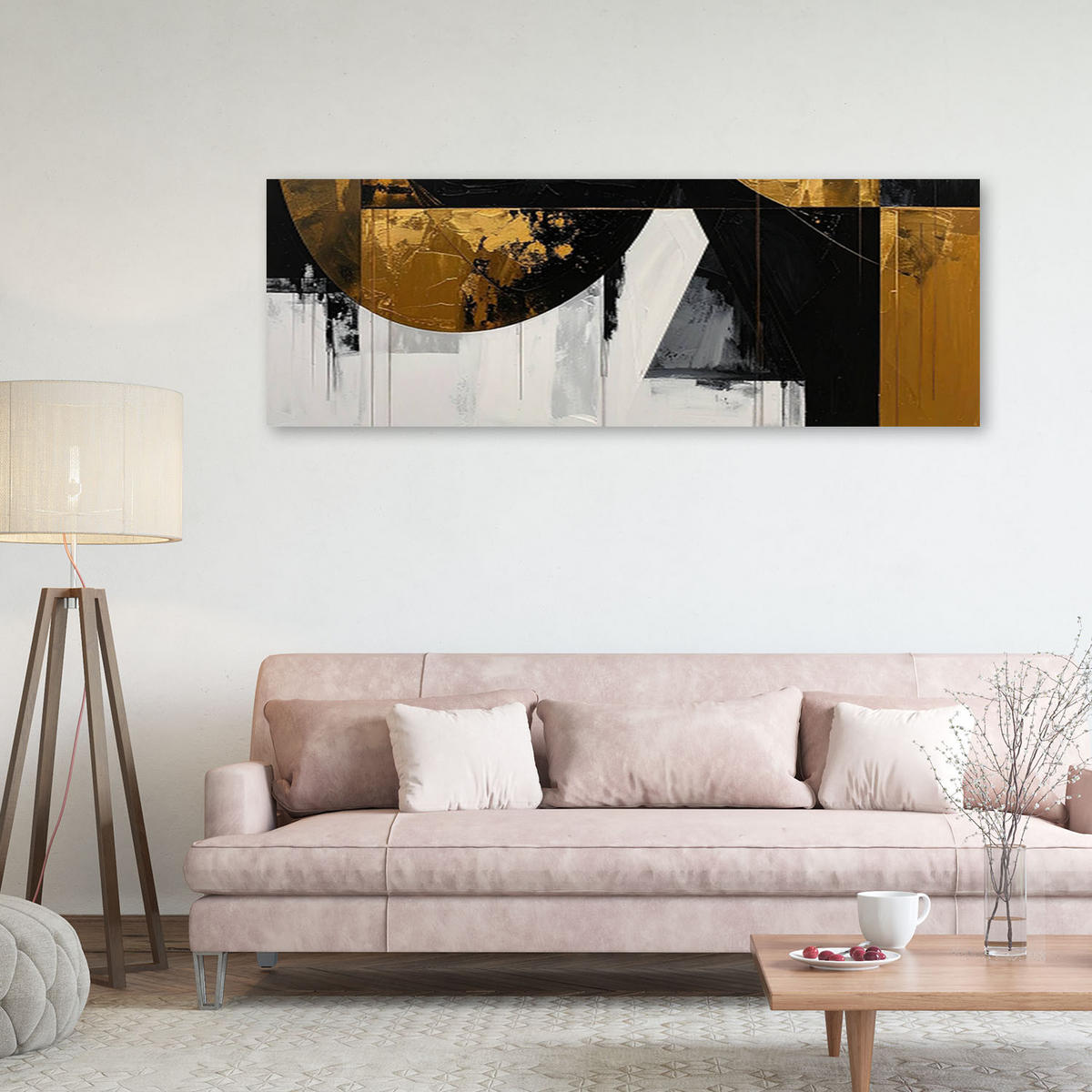 LEINWANDBILD 3D und geometrisch 150x50cm - Goldfarben, Textil (150/50cm) - Feeby