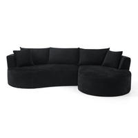 ECKSOFA 264/168/76 cm Schwarz mit Getränkehalter (Rechte Seite) - Schwarz, Textil (264/168cm) - Oxeza
