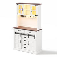 BUFFETSCHRANK weiß aus MDF mit RGB-LED und integrierter Steckdosenleiste 108 × 40 × 180 cm - Weiß, Holzwerkstoff (108/180/40cm) - Luhomfu