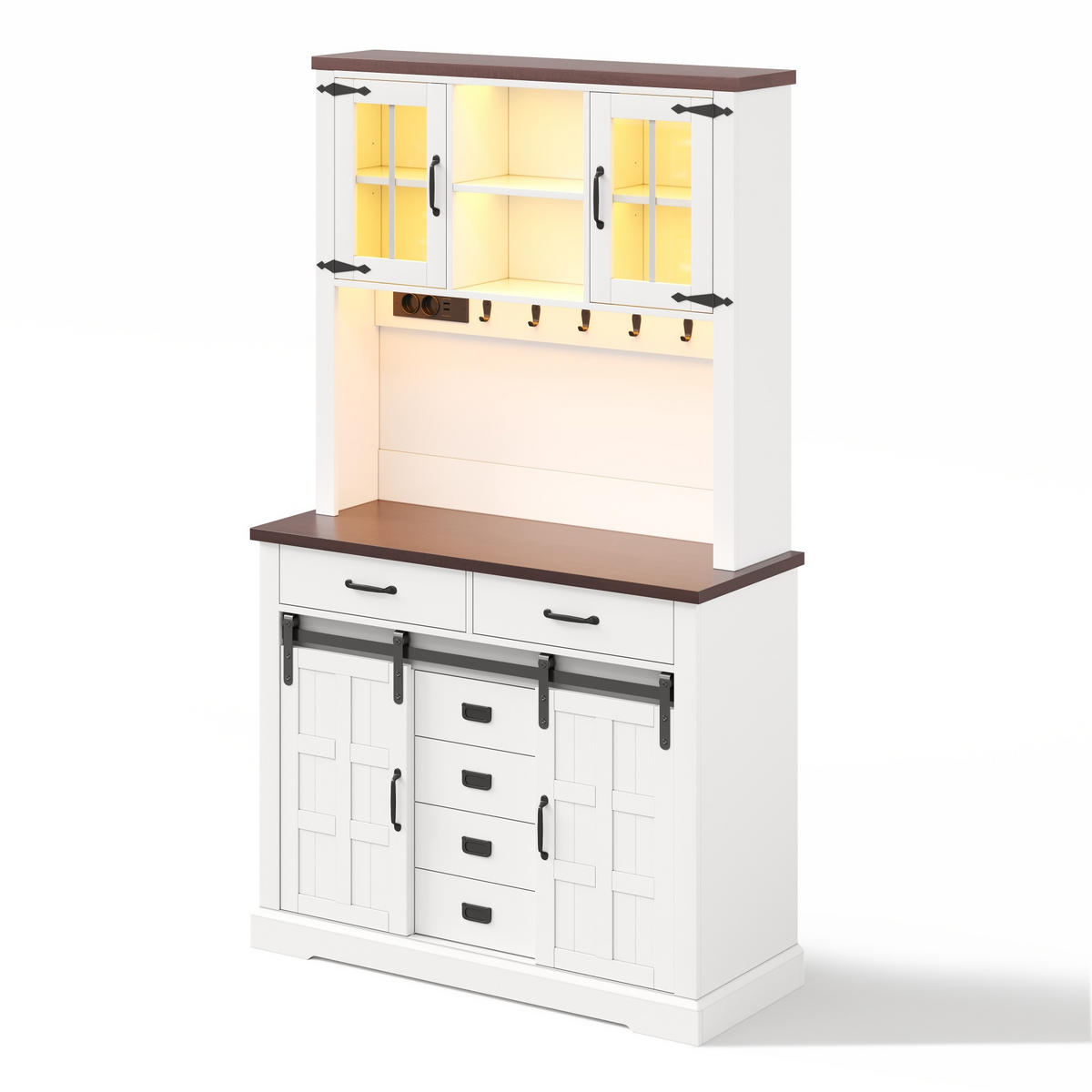BUFFETSCHRANK Weiß 108/40/180 cm - Weiß, Holz (108/180/40cm) - PANGIVO