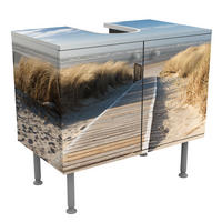 WASCHBECKENUNTERSCHRANK Ostsee Strand 60/55/35 cm - Beige, Holzwerkstoff (60/55/35cm) - Bilderwelten