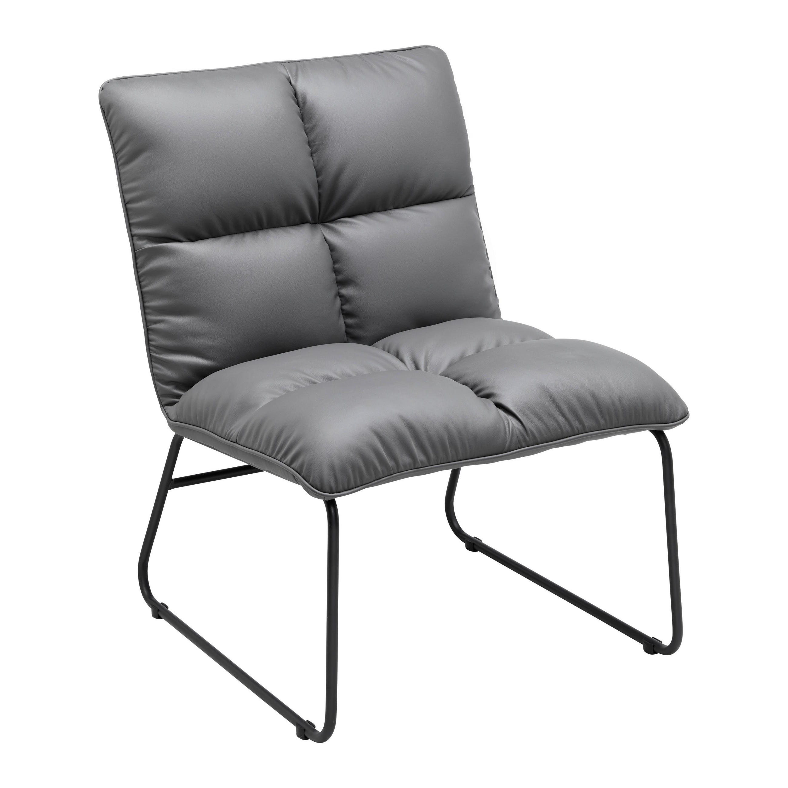SESSEL Eleina Grau Lederlook - Grau, Metall (71/82/70cm)