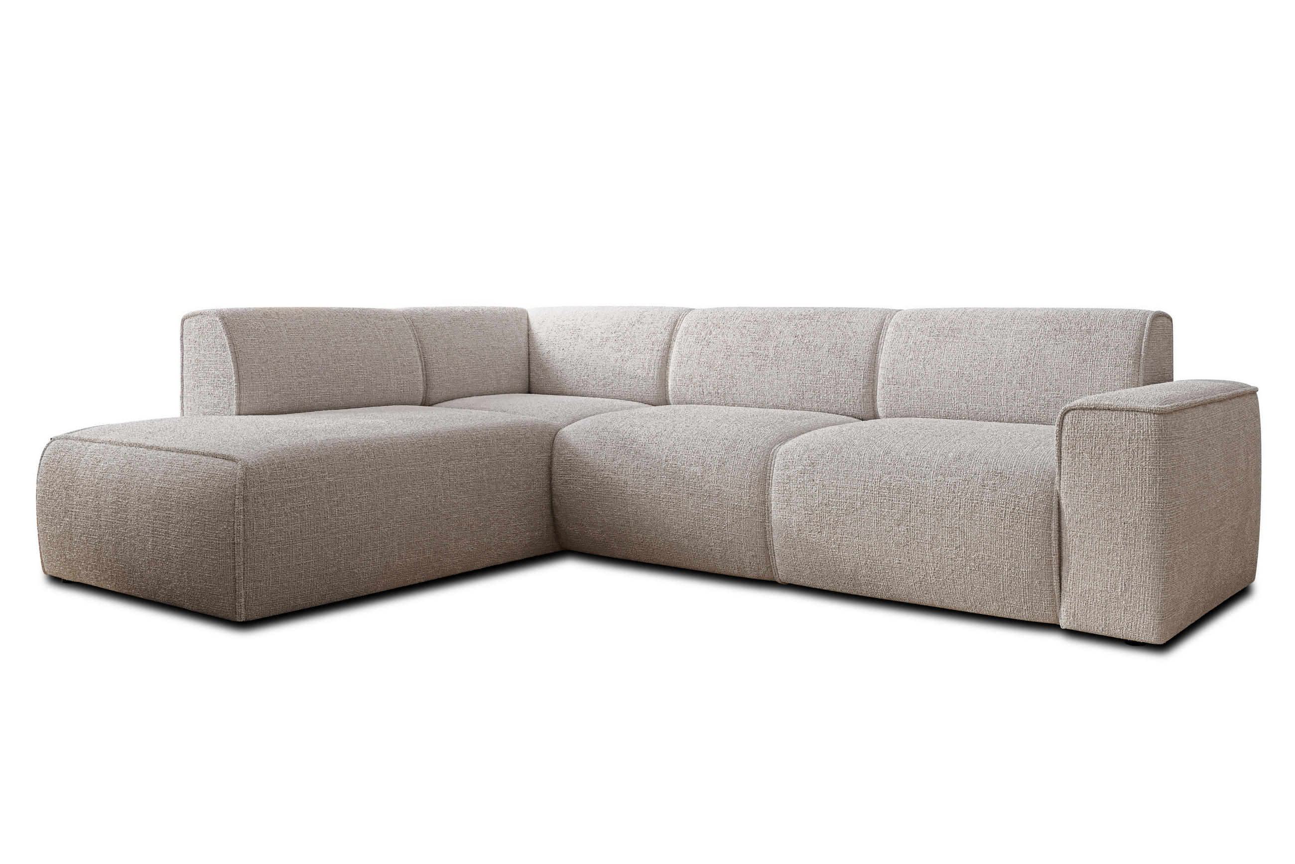 ECKSOFA L Form Didim Creme 292/220/78 cm – großes Sofa stilvoll & bequem L - Creme/Schwarz, Kunststoff/Textil (220/292cm) - AX Living