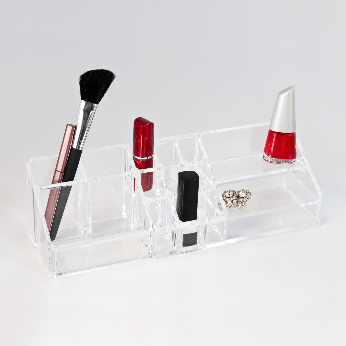 KOSMETIKORGANIZER, mit Fächern und Ablageflächen - Transparent, Kunststoff (30.5/9/9cm) - bremermann