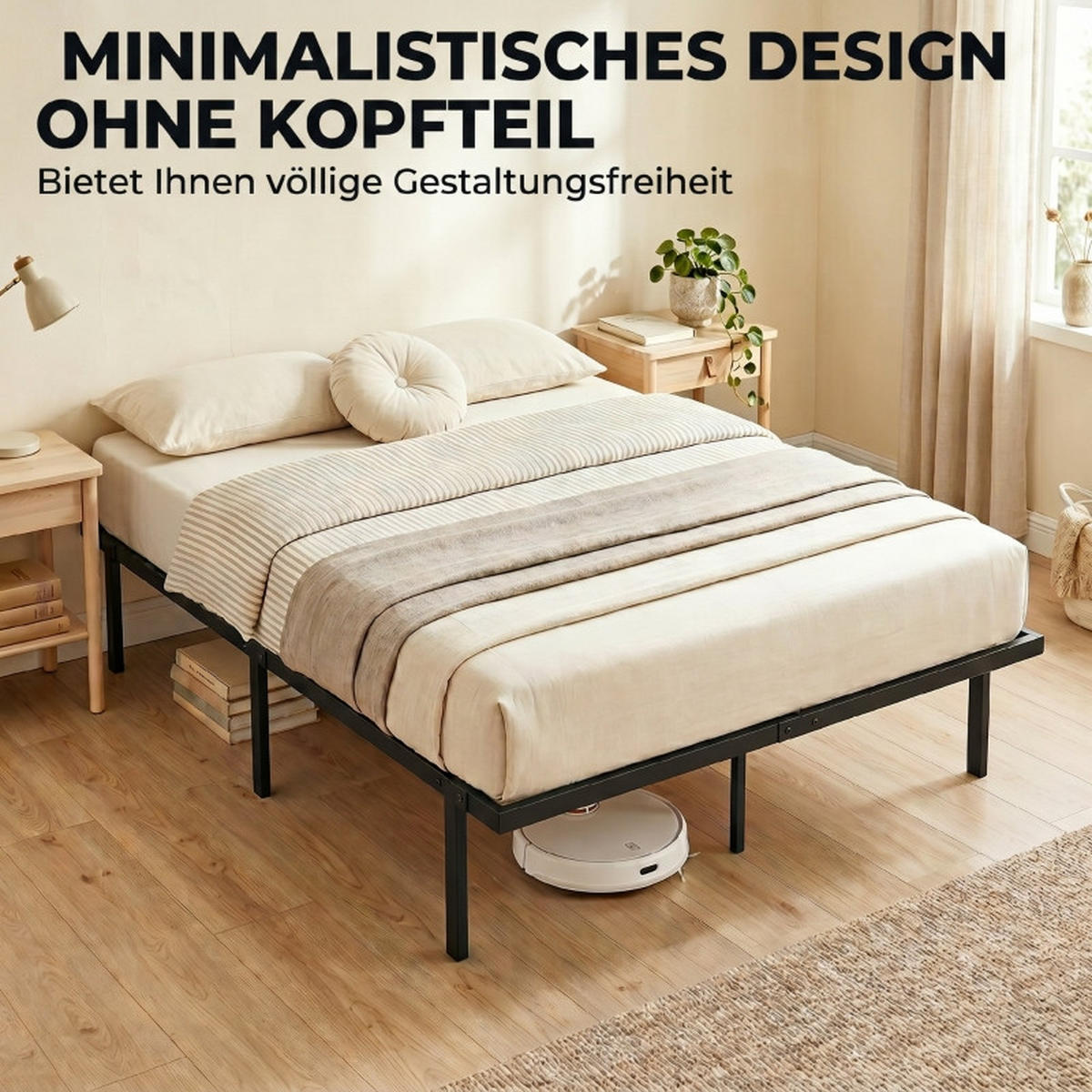 BETTGESTELL 140/200 cm DE-32877 9-Fuß-Struktur Schwarz - Schwarz, Metall (140/200cm) - ComfortXL