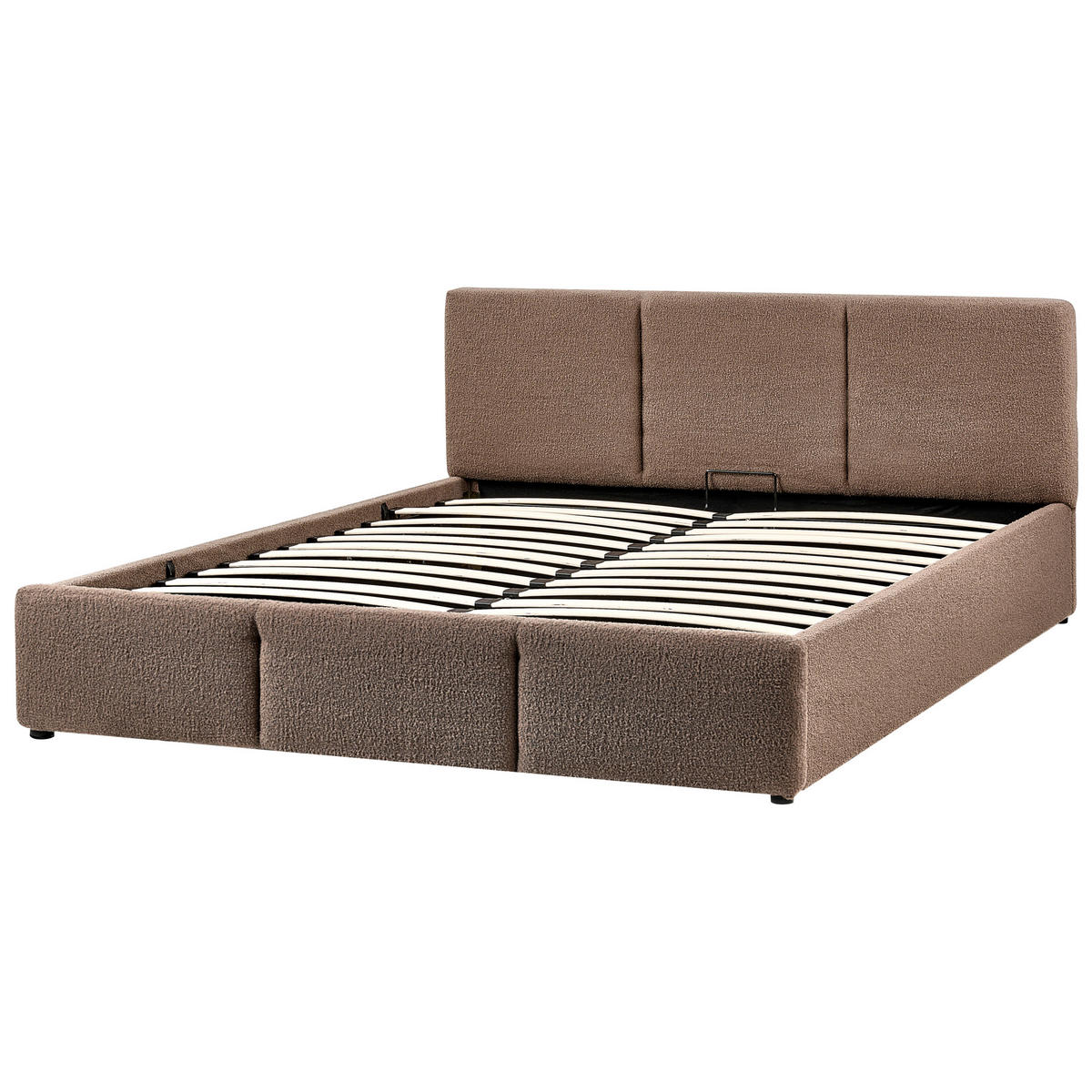 PAT cu spațiu de depozitare 160/200 bouclé taupe Bousse - taupe, material textil (160/200cm) - Beliani
