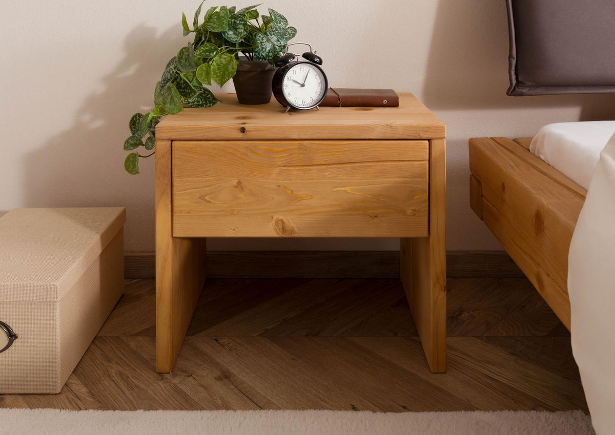 NACHTTISCH Fichte 50x35x46 natur gebeizt / geölt FICHTELBERG #20 - Braun, Holz (50/46/35cm) - Massivmoebel24