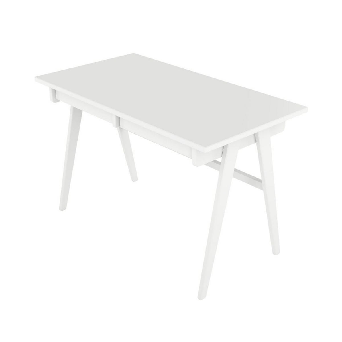 SCHREIBTISCH Edda, 120/65/75 cm in Vollflächiges Weiß (RAL 9003), Buchenholz - Klar/Weiß, Holz/Buchenholz (65/120/75.5cm) - Visby