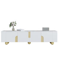 TV-SCHRANK in Weiß und Holzoptik mit 4 Türen und Marmoroptik 180/40/44 cm - Weiß, Holzwerkstoff (180/44/40cm) - Redom