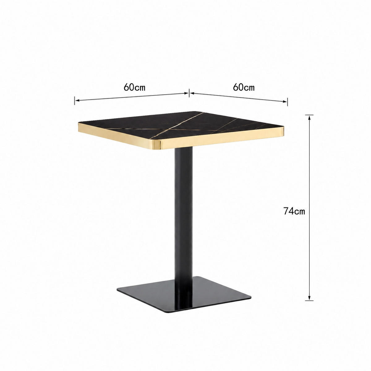 BARTISCH 60/60/74 cm mit Marmor-Optik DE-40031 Schwarz - Schwarz, Metall (60/60/74cm) - ComfortXL