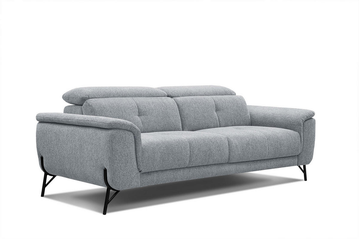 SOFA AVENA 3-Sitzer, silberfarben - Silberfarben, Holzwerkstoff/Textil (204/80/108cm) - Courtois Laville