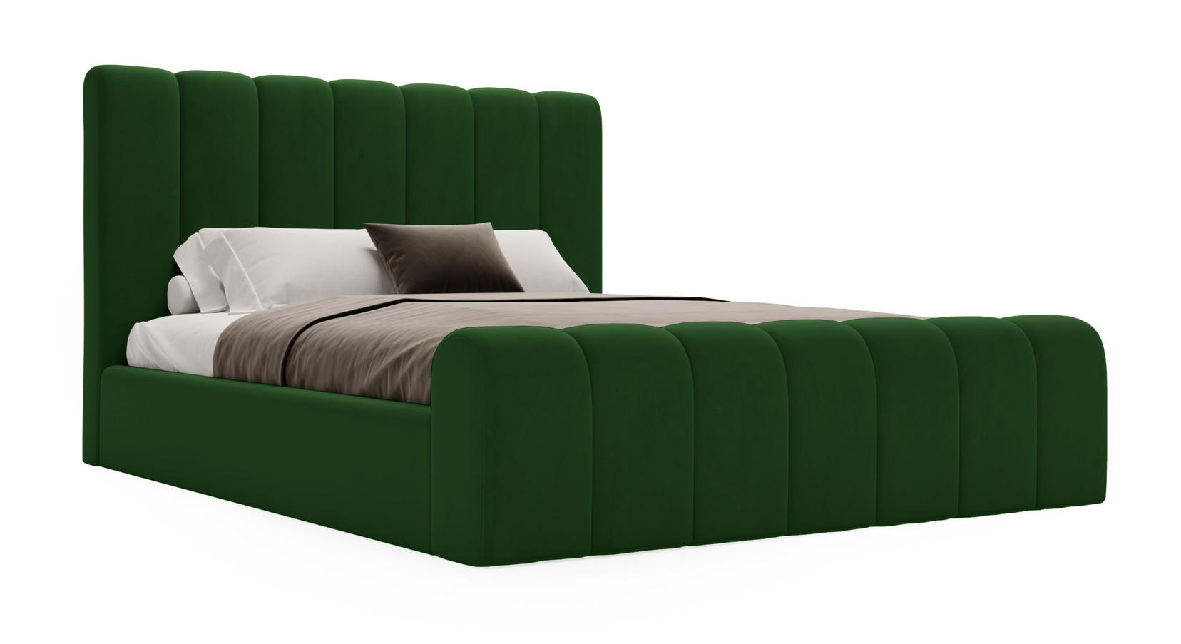 DOPPELBETT 140x200 Valetta mit Bettkasten, Velvet Grün - Grün, Holz/Textil (140/200cm) - Emporius