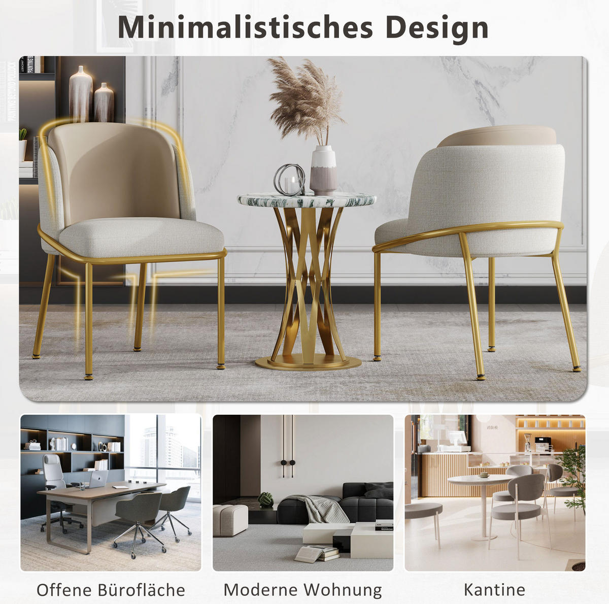 STUHL 4er-Set mit verstellbaren Füßen Sitzfläche 44,5x50,8 cm Beige - Beige, Metall (55/85/55.2cm) - Meubliv