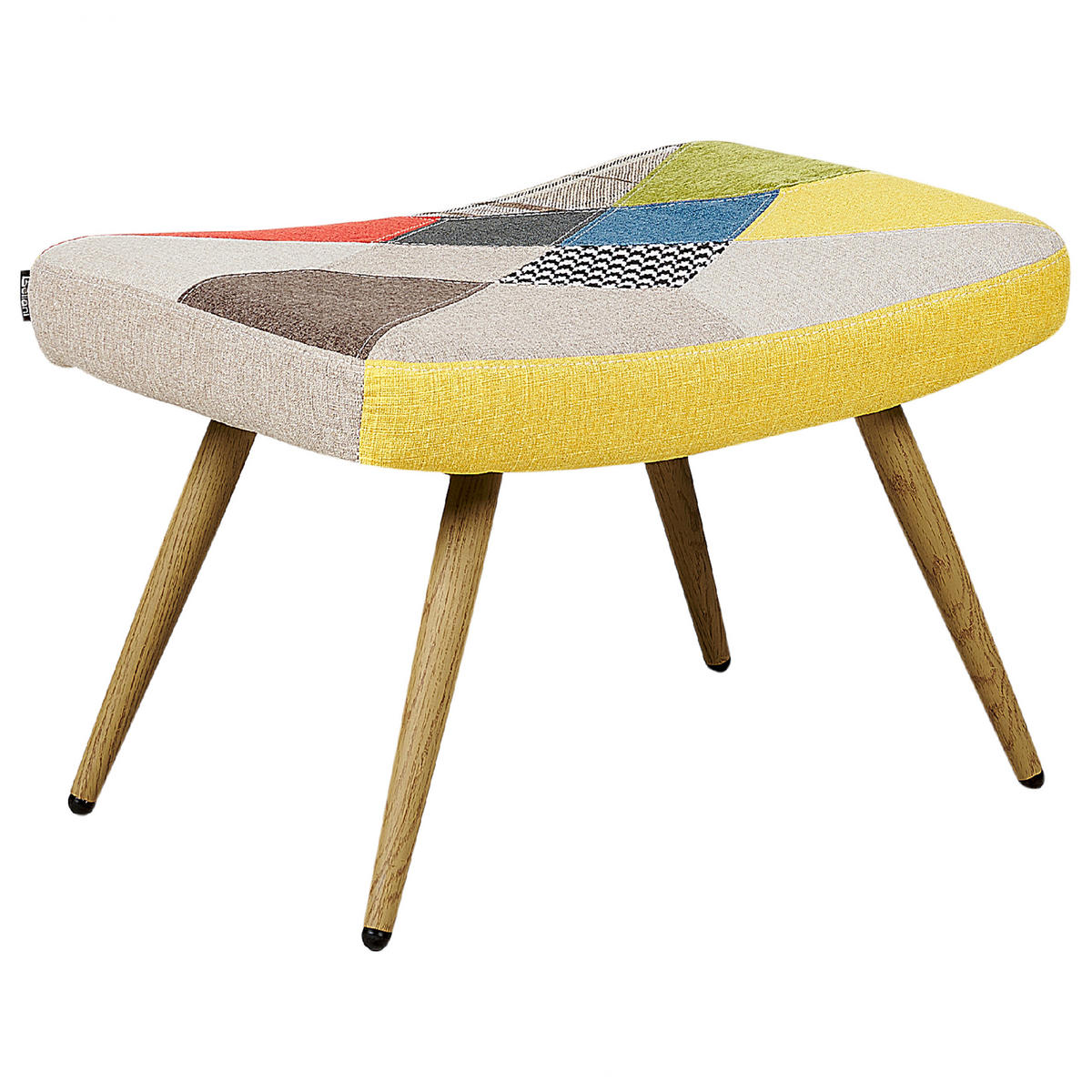 SESSEL Patchwork mehrfarbig mit Hocker Vejle - Blau/Beige, Textil (62/93/78cm) - Beliani