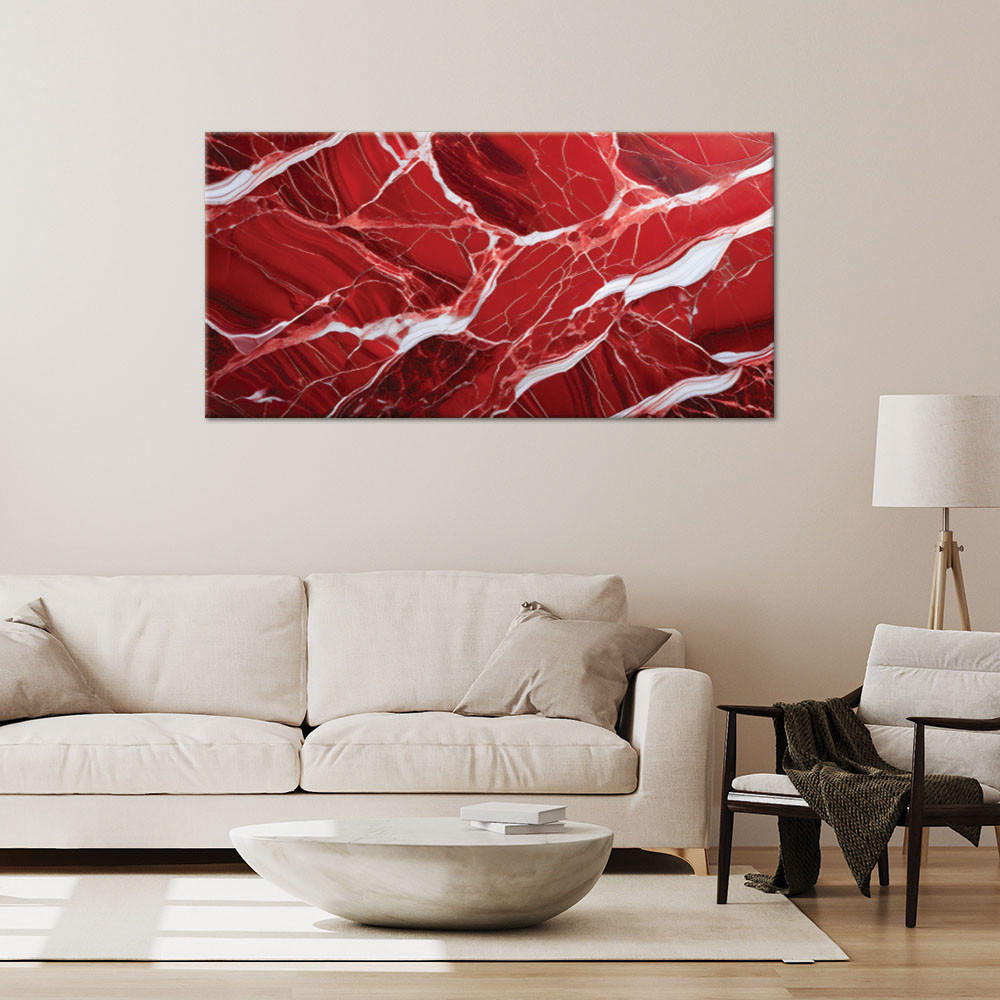LEINWANDBILD Glamourstein aus rotem Marmor 80x40cm - Rot, Textil (80/40cm) - Feeby