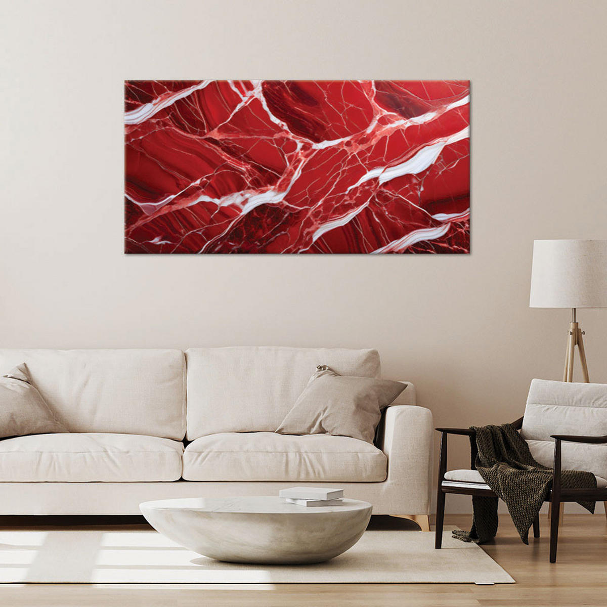 LEINWANDBILD Glamourstein aus rotem Marmor 120x60cm - Rot, Textil (120/60cm) - Feeby
