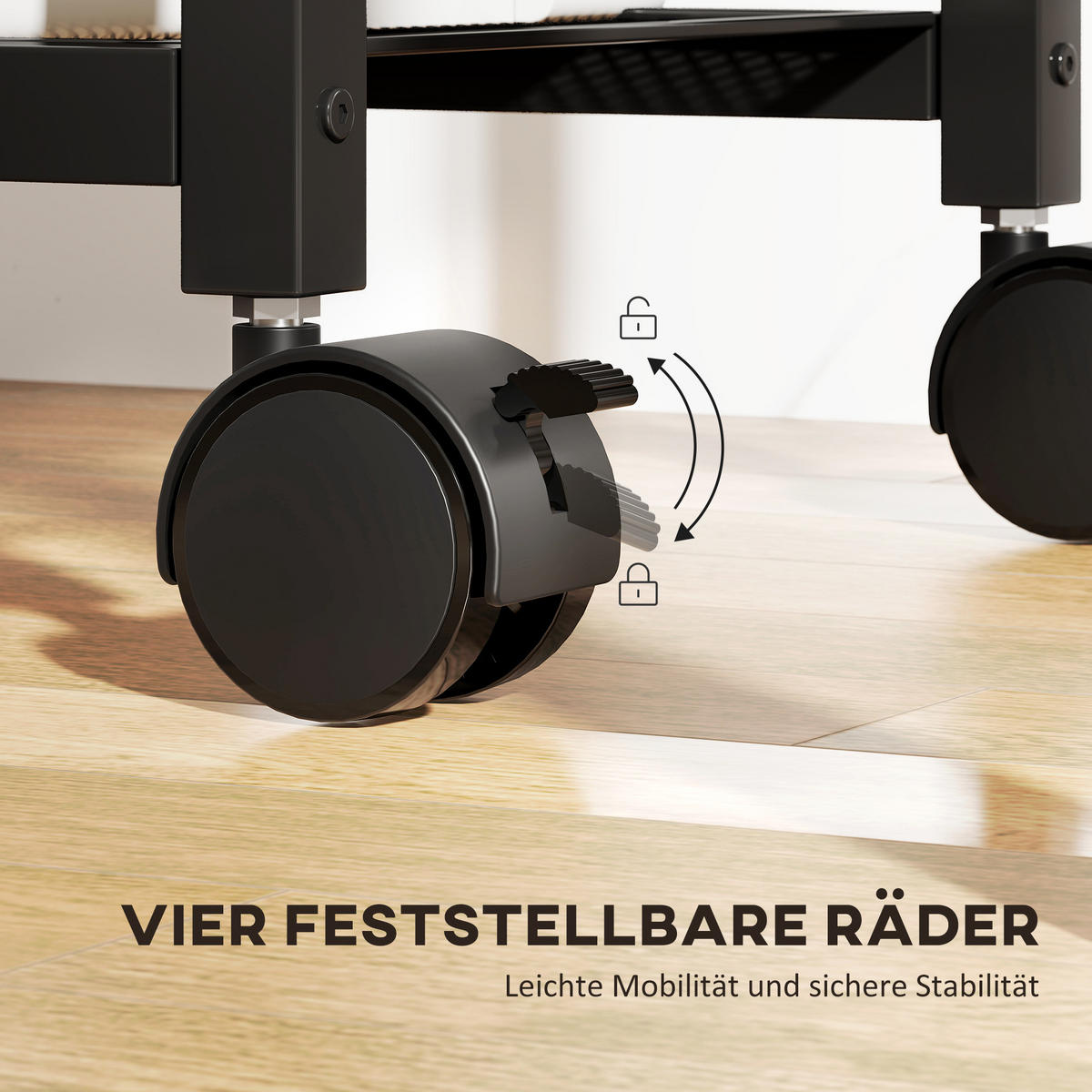 DRUCKERSTÄNDER Druckeregal mit Rollen, Steckdosen, USB- und USB-C-Anschlüsse - Rostfarben/Schwarz, Holzwerkstoff/Metall (28/64.5/42cm) - HOMCOM