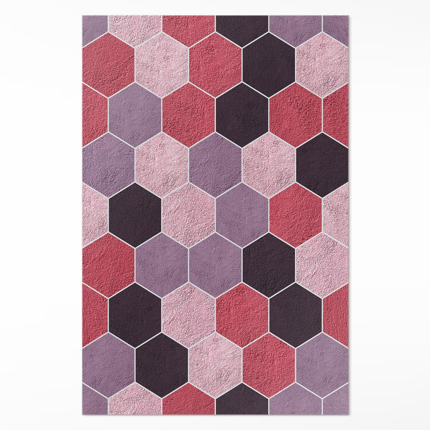 TEPPICH 120x180 cm Plüsch-Hexagone Geometrisches Muster - Pink, Kunststoff (120/180cm) - Wallfluent