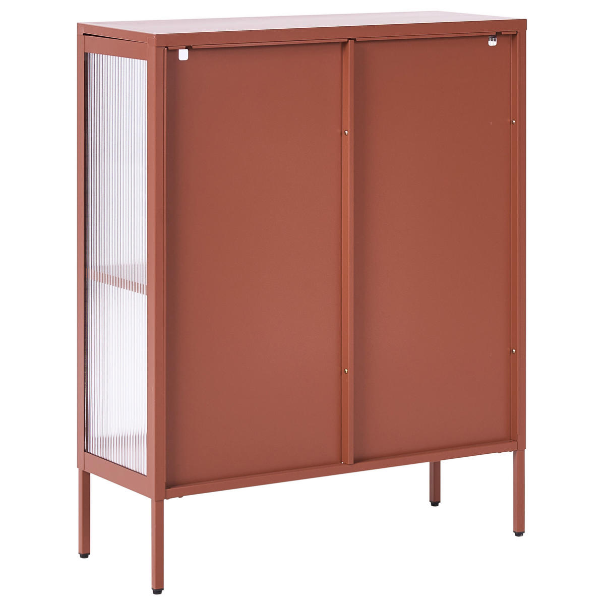 SIDEBOARD mit Glastüren Metall 90 cm Goldbraun Sarre - Goldfarben, Metall (90/111/35cm) - Beliani