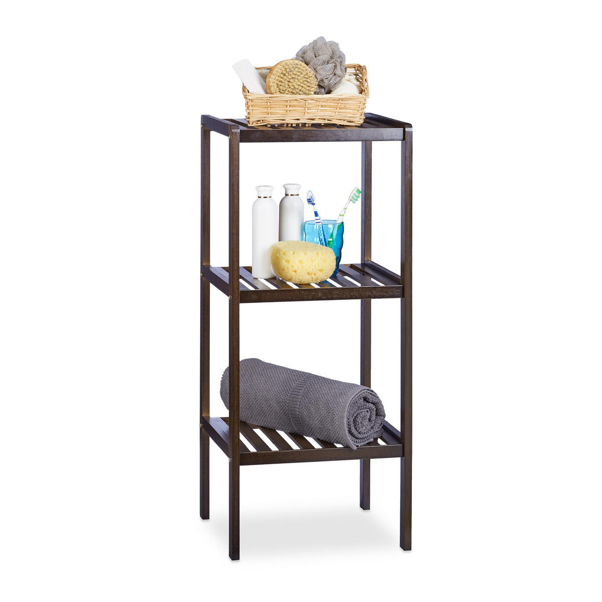 BADREGAL - Dunkelbraun, Holz (34.5/80/33cm) - Relaxdays