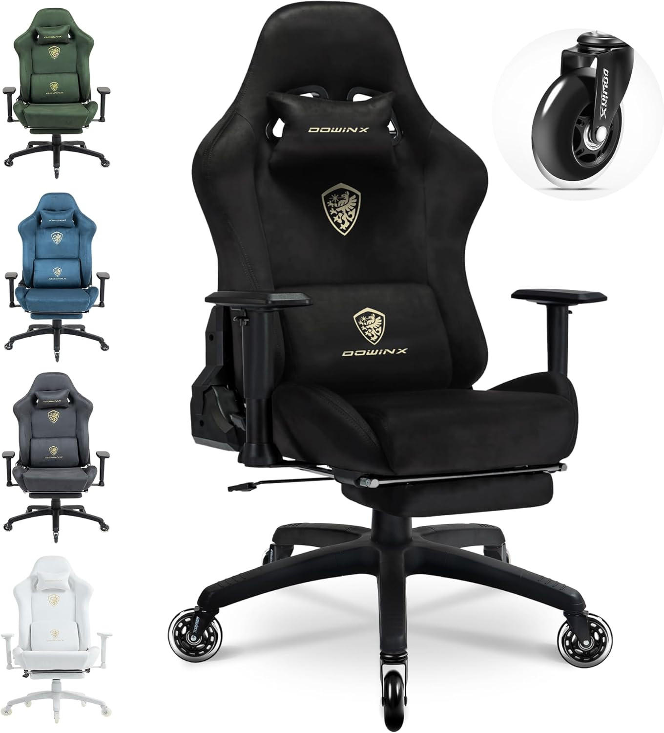 GAMING-STUHL Mikrofaser-Velours Verstellbarer Bürostuhl mit Fußstütze - Schwarz, Leder (70/128/70cm)