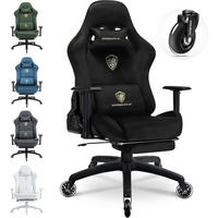 GAMING-STUHL Mikrofaser-Velours Verstellbarer Bürostuhl mit Fußstütze - Schwarz, Leder (70/128/70cm)