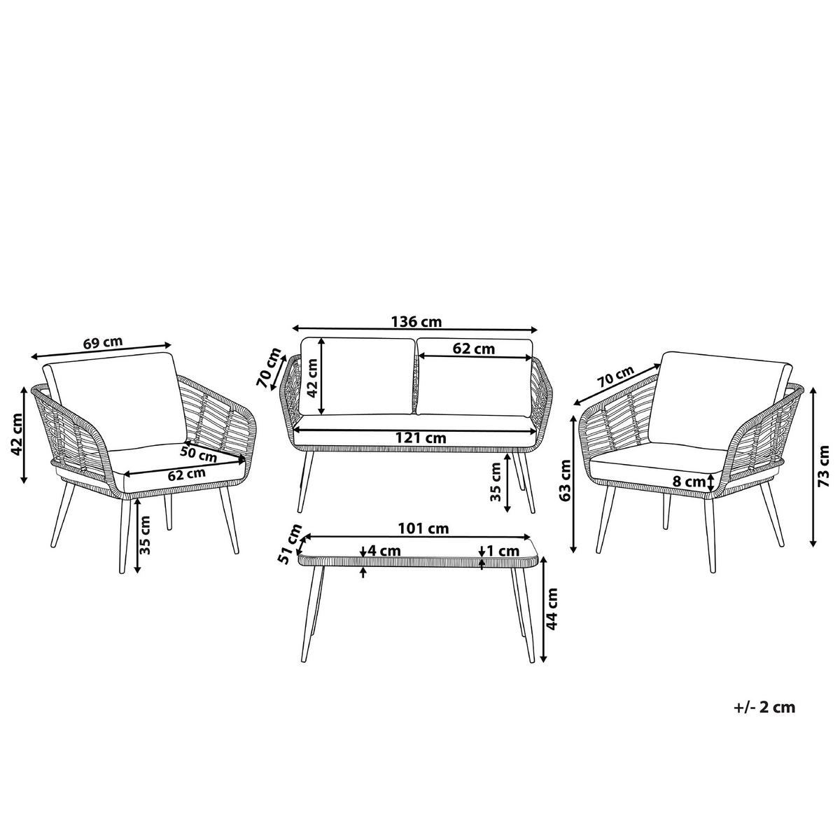 4-SITZER LOUNGE SET Rattan Natürlich Corinth Ii - Naturfarben, Kunststoff - Beliani