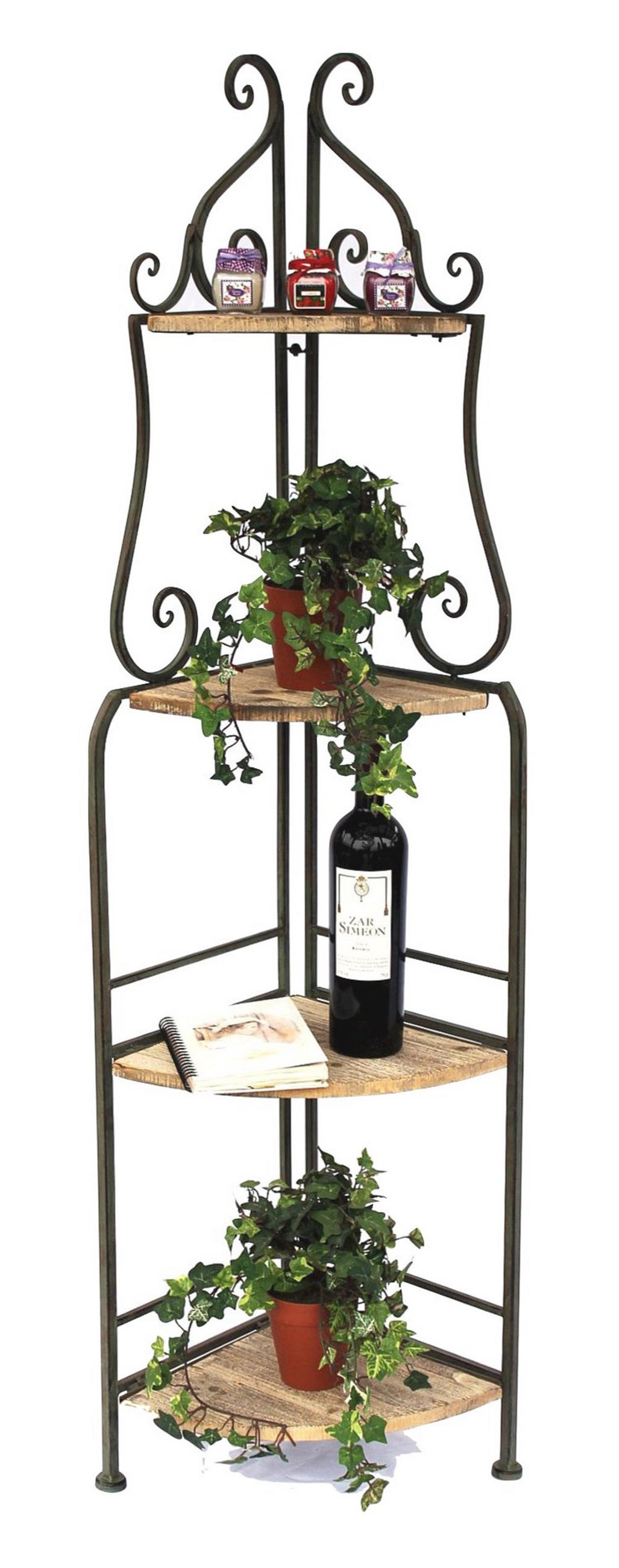 ECKREGAL 145 cm Metall mit 4 Holzablagen 12061 - Grün, Metall (30.5/144.5/30.5cm) - DanDiBo