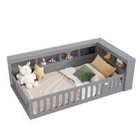 KINDEREINZELBETTEN aus Spanplatte & MDF 90x200 cm in Grau mit USB, Steckdose & Stauraum - Grau, Holzwerkstoff (90/200cm) - Modfu