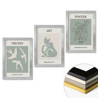 WANDBILDER 3er Set - 20x30 cm Silberner Rahmen - Matisses stilvolle Illustrationen - Silberfarben, Kunststoff (20/30cm) - ArtPrintCave
