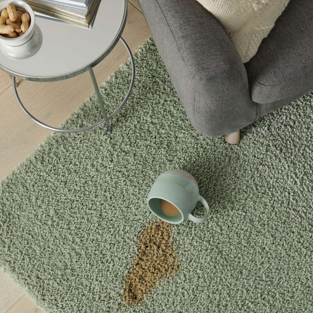 TEPPICH Waschbar GIPPING in Salbeigrün, einfarbig, 80 x 150 cm - Grün, Textil (80/150cm) - KADIMA DESIGN