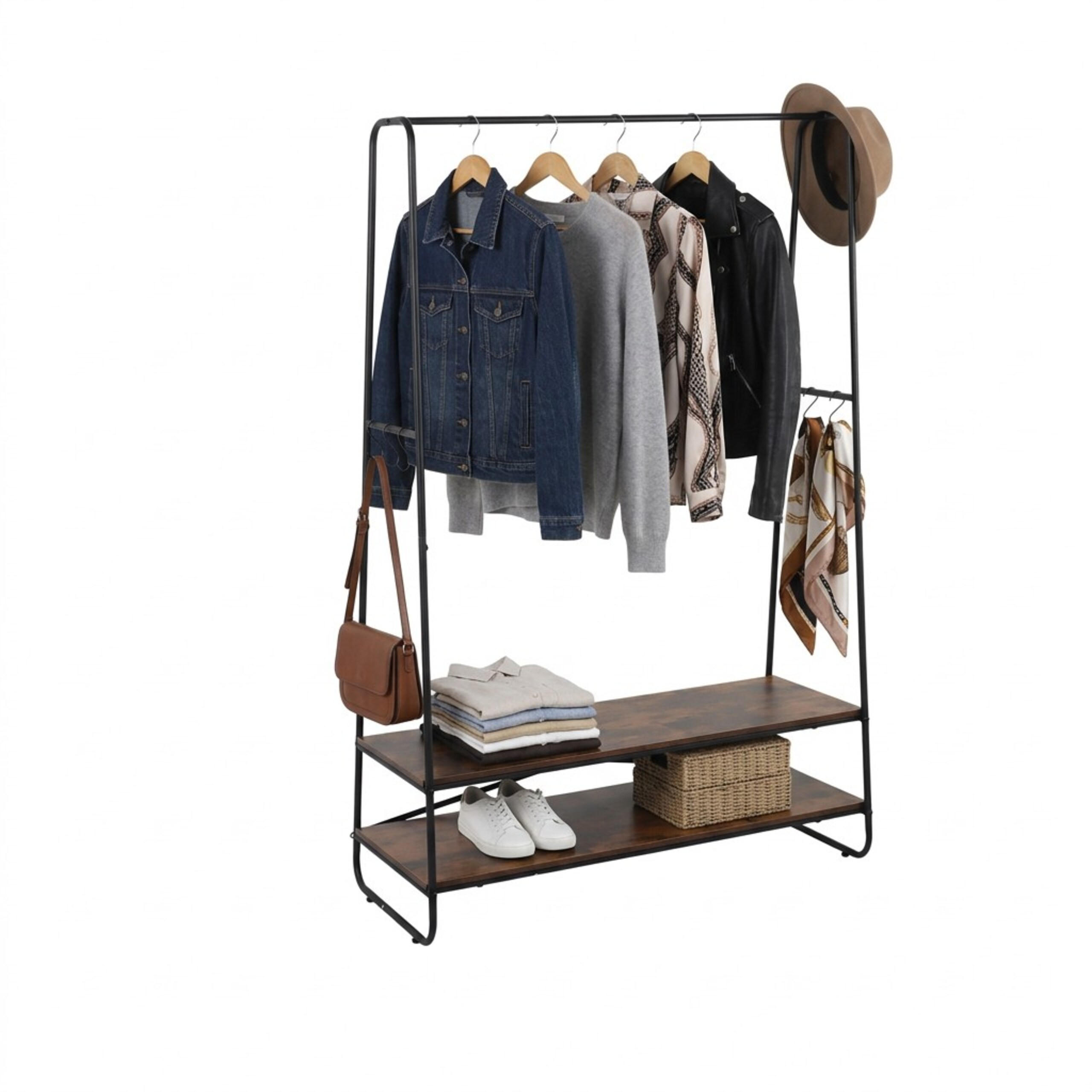 KLEIDERSTÄNDER - Multicolor, Holzwerkstoff/Metall (100/160/45cm) - Relaxdays