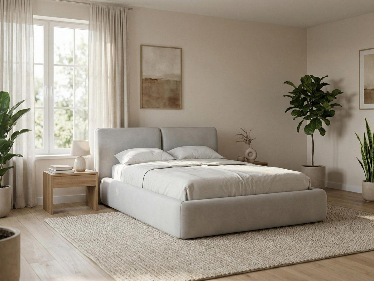 POLSTERBETT mit Bettkasten und Lattenrost 200x228 Grau - Hellgrau/Schwarz, Kunststoff/Textil (180/200cm) - Makamii